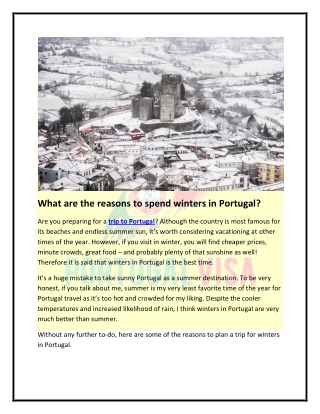 What are the reasons to spend winters in Portugal?