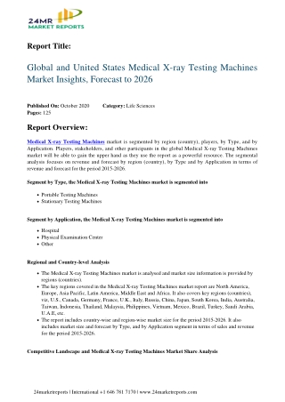 Medical X-ray Testing Machines Market Insights, Forecast to 2026