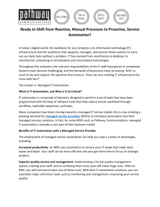 Ready to Shift from Reactive, Manual Processes to Proactive, Service Automation?