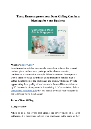 These Reasons prove how Door Gifting Can be a blessing for your Business