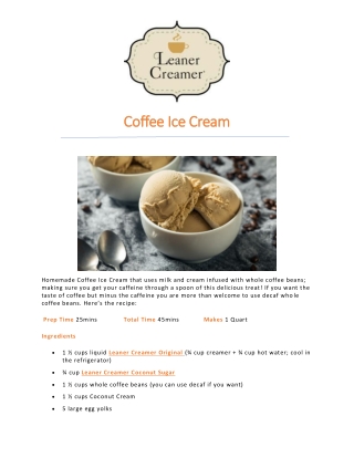 Coffee Ice Cream Recipe | Leaner Creamer