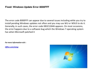 Fixed: Windows Update Error 8000FFF