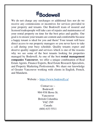 Property Management Companies in Vancouver | Bodewell