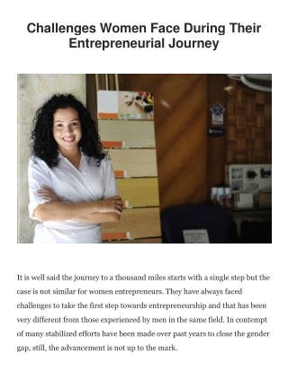 Challenges Women Face During Their Entrepreneurial Journey