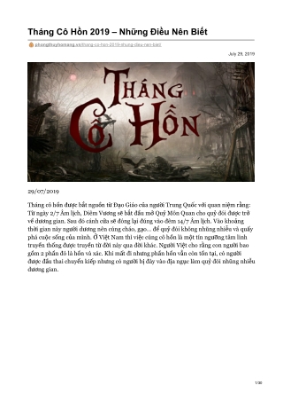 Tháng Cô Hồn 2019 – Những Điều Nên Biết
