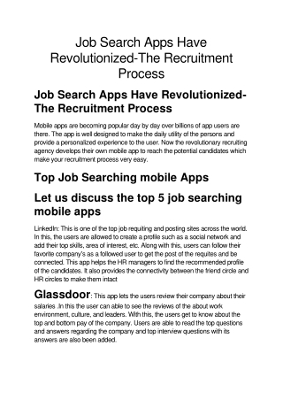 Job Search Apps Have Revolutionized-The Recruitment Process