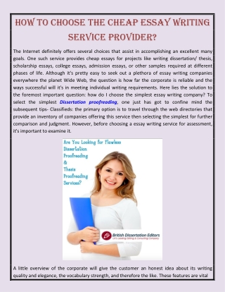 How To Choose The Cheap Essay Writing Service Provider?