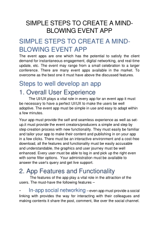 SIMPLE STEPS TO CREATE A MINDBLOWING EVENT APP