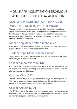 MOBILE APP MONETIZATION TECHNIQUES, WHICH YOU NEED TO PAY ATTENTION!