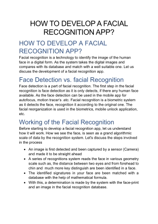 HOW TO DEVELOP A FACIAL RECOGNITION APP?