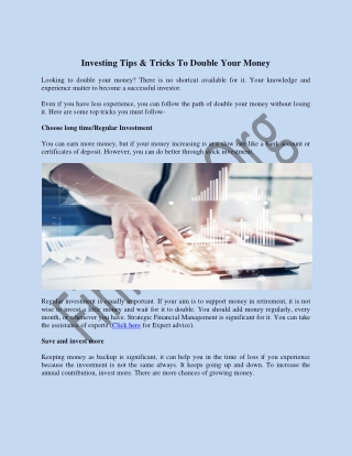 Investing Tips & Tricks To Double Your Money