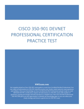 Latest Cisco DEVCOR 350-901 DevNet Professional Certification Practice
