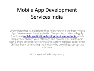 Mobile App Development Services India
