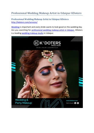 Professional Wedding Makeup Artist in Udaipur KDoters