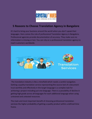 5 Reasons to Choose Translation Agency in Bangalore