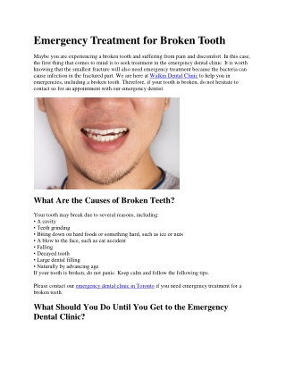 Emergency Treatment for Broken Tooth