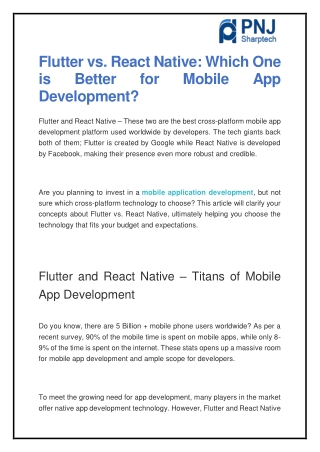 Flutter vs. React Native: Which One is Better for Mobile App Development?