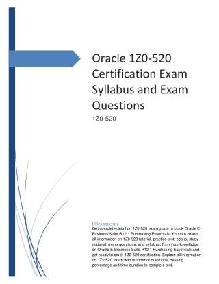Oracle 1Z0-520 Certification Exam Syllabus and Exam Questions