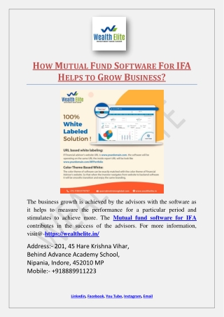 How Mutual Fund Software For IFA Helps to Grow Business?