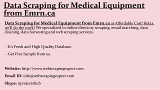 Data Scraping for Medical Equipment from Emrn.ca