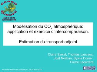 Modélisation du CO 2 atmosphérique: application et exercice d’intercomparaison. Estimation du transport adjoint
