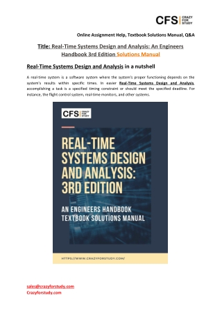 Real-Time Systems Design and Analysis: An Engineers Handbook 3rd Edition Solutions Manual