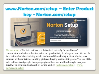 www.Norton.com/setup – Enter Product key - Norton.com/setup