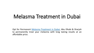 Melasma Treatment in Dubai