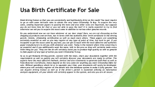 Usa Birth Certificate For Sale