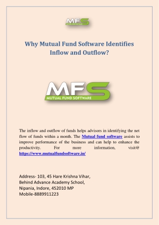 Why Mutual Fund Software Identifies Inflow and Outflow?