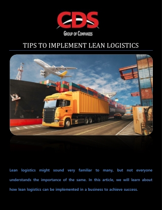 TIPS TO IMPLEMENT LEAN LOGISTICS