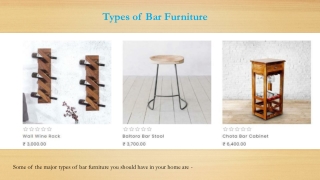 Types of Bar Furniture