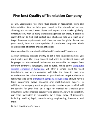 Quality of translation company