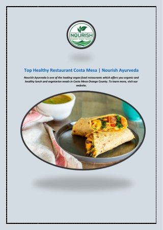 Top Healthy Restaurant Costa Mesa | Nourish Ayurveda