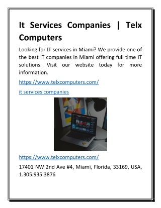 It Services Companies | Telx Computers