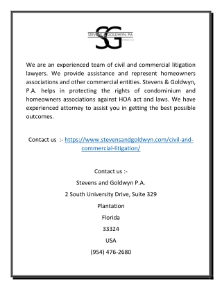 Litigation Lawyer in Miami, FL | Stevens and Goldwyn P.A.