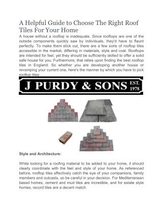 Reclaimed Roof Tiles | Jpurdyandsons.com