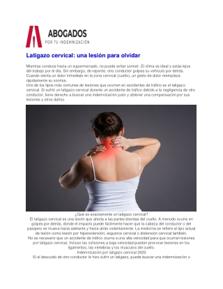 Latigazo Cervical Indemnización Abogados| Latigazocervical.info