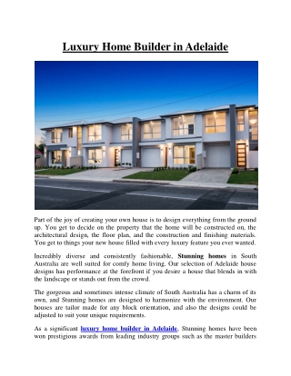 Luxury Home Builder Adelaide