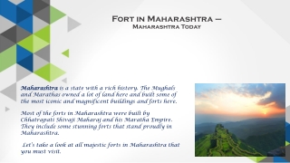 Fort in Maharashtra - Maharashtra Today