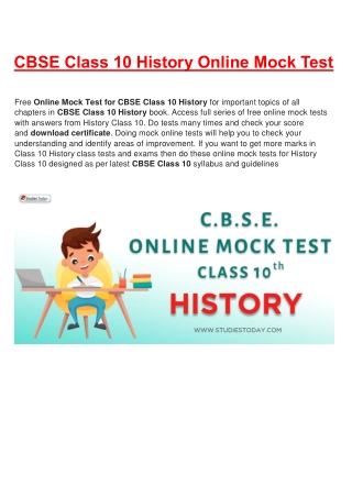 Online mock tests CBSE Class 10 History