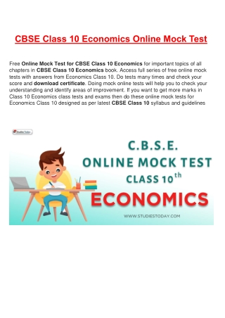 Online mock tests CBSE Class 10 Economics