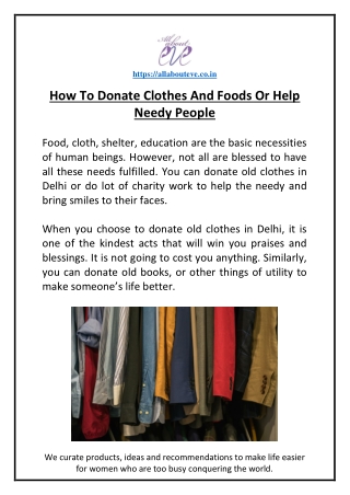 How To Donate Clothes And Foods Or Help Needy People