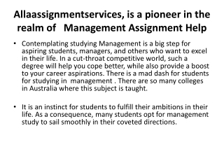 Allaassignmentservices, is a pioneer in the realm of   Management Assignment Help