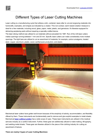 Different Types of Laser Cutting Machines