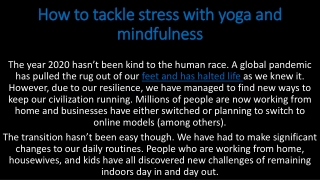 How to tackle stress with yoga and mindfulness