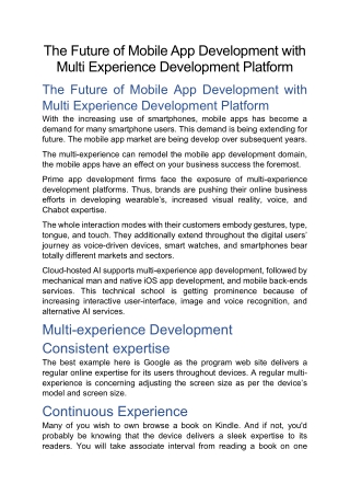 The Future of Mobile App Development with Multi Experience Development Platform