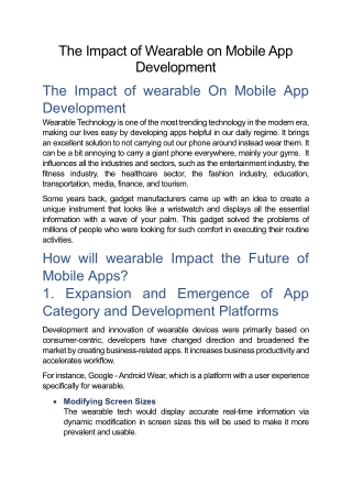 The Impact of wearable On Mobile App Development