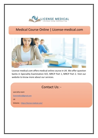 Medical Course Online | License-medical.com