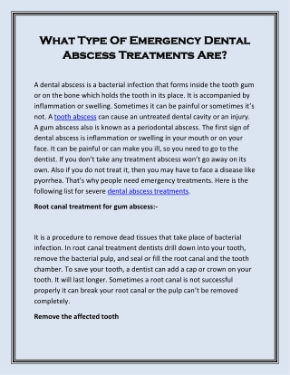 What Type Of Emergency Dental Abscess Treatments Are